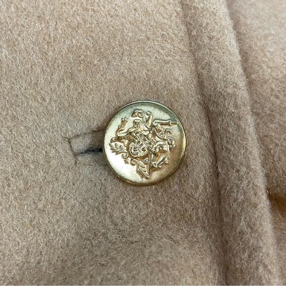 Vintage 70s Size 8 (Medium)Neutral Tan w/ Fur Accent Wool Blend Peacoat Jacket - Picture 9 of 10